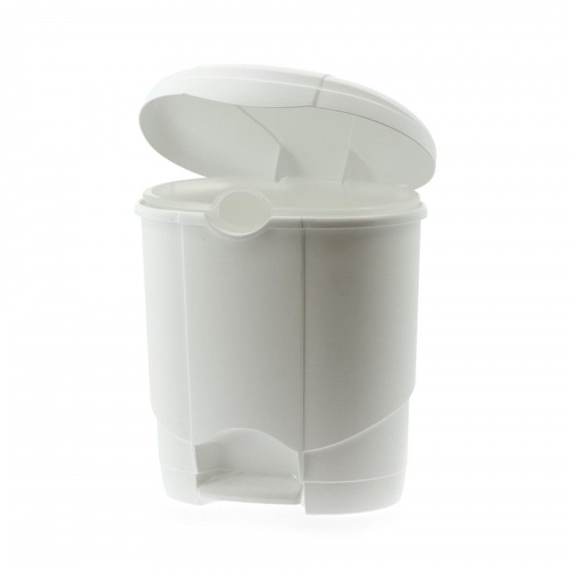 Poubelle plastique blanche arrondie à pédale 4L Poubelle plastique blanche arrondie à pédale 4L