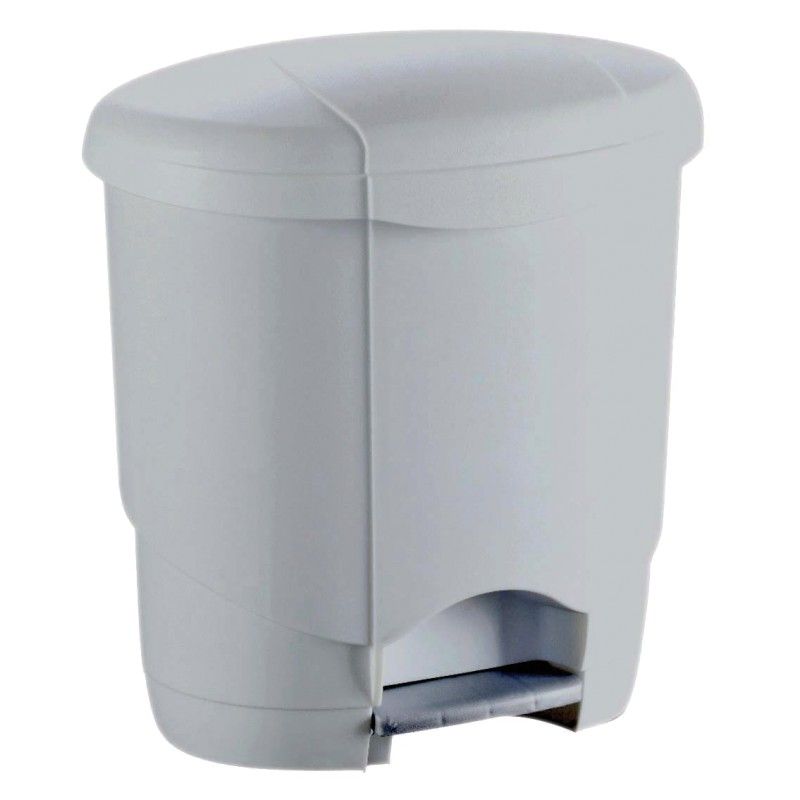 Poubelle plastique blanche arrondie à pédale 12L Poubelle plastique blanche arrondie à pédale 12L