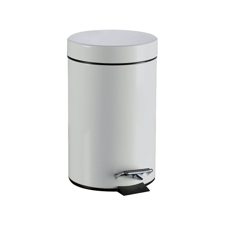Poubelle en métal laqué blanc à pédale 12L Poubelle en métal laqué blanc à pédale 12L