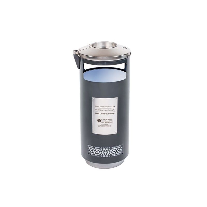 Cendrier corbeille gris manganèse DUBAI 70L Cendrier corbeille gris manganèse DUBAI 70L