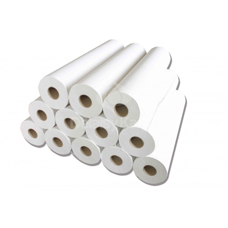 Drap d'examen blanc PO 2 plis lisses 150 fts 50x35cm - Ct. de 12 rlx Drap d'examen blanc PO 2 plis lisses 150 fts 50x35cm - Ct. de 12 rlx