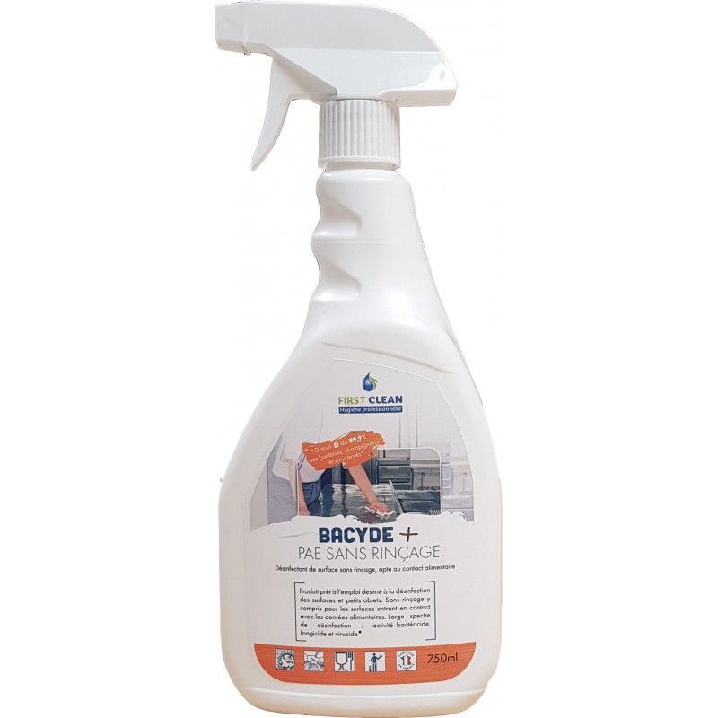 Desinfectant sans rincage BACYDE + PAE(contact alim.) - Spray 750ml Desinfectant sans rincage BACYDE + PAE(contact alim.) - Spray 750ml