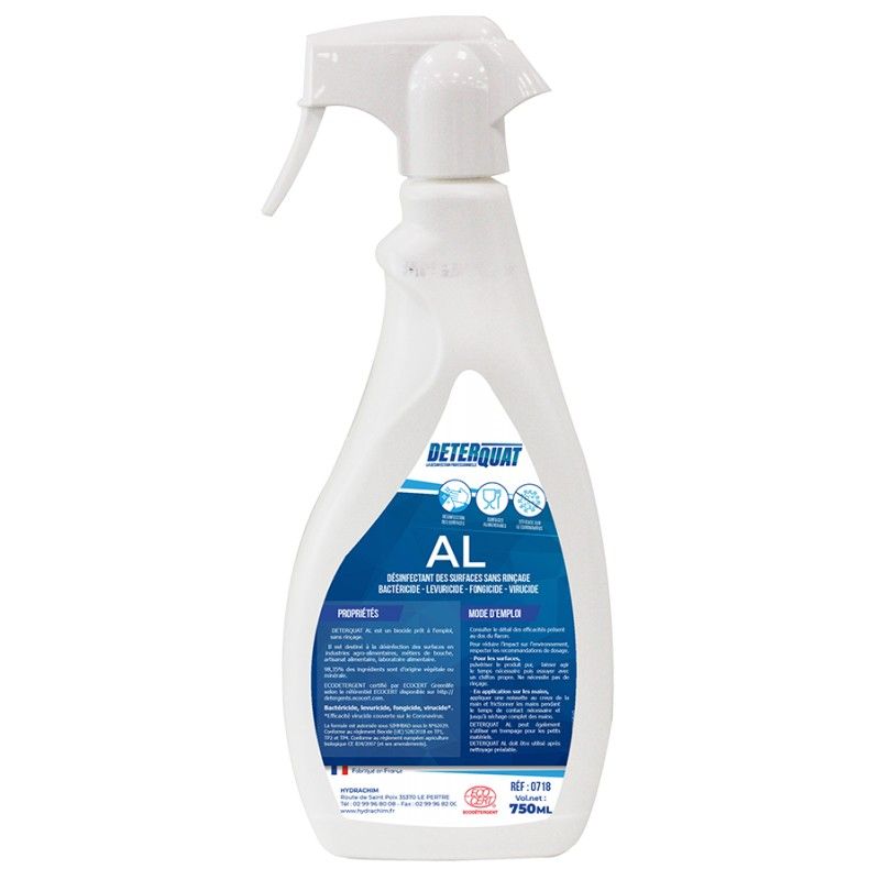 DETERQUAT AL Désinfectant alimentaire Ecocert - 0718 - Spray 750ml DETERQUAT AL Désinfectant alimentaire Ecocert - 0718 - Spray 750ml