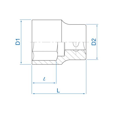 Douille standard métrique 6 pans 1/2"