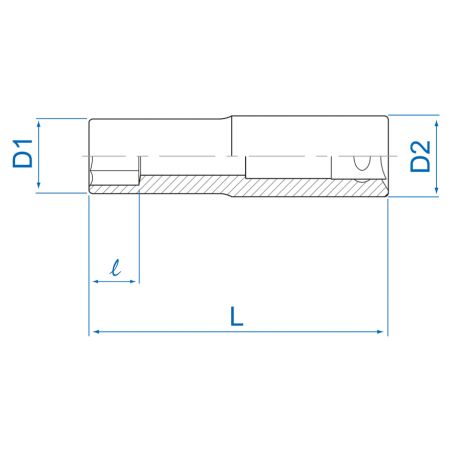 Douille métrique 6 pans 1/2" (Longueur 120mm)