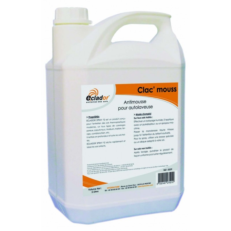 Antimousse pour détergent CLAC'MOUSS - 1619 - Bidon 5L Antimousse pour détergent CLAC'MOUSS - 1619 - Bidon 5L