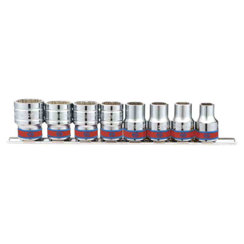 Jeu de 8 douilles 12 pans 1/2 N pouce sur rail