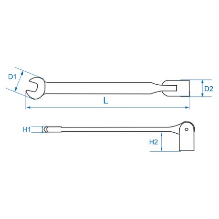 Clé mixte à douille articulée 12 pans métrique