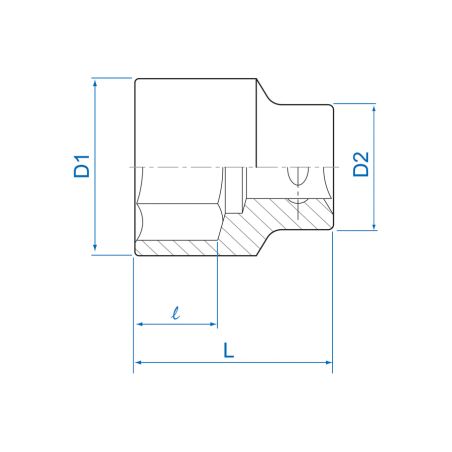 Douille standard métrique 6 pans 3/4"