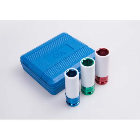 Jeu de 3 douilles longues 1/2 à chocs pour jantes alu 17-19-21mm