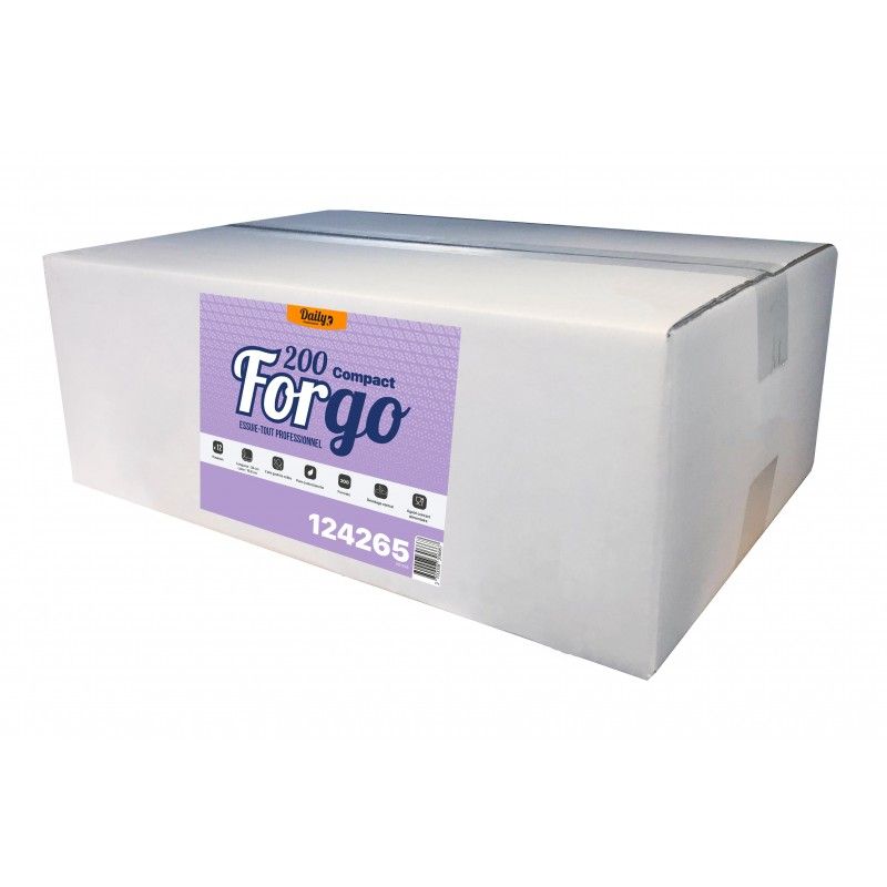 FORGO 200 COMPACT Essuie-tout 200 fts gaufré p. ouate blanc - 12 rlx FORGO 200 COMPACT Essuie-tout 200 fts gaufré p. ouate blanc - 12 rlx
