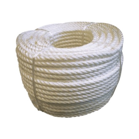 CORDE POLYPROPYLENE BLANCHE 6 MM CAROTTE DE 25 METRES