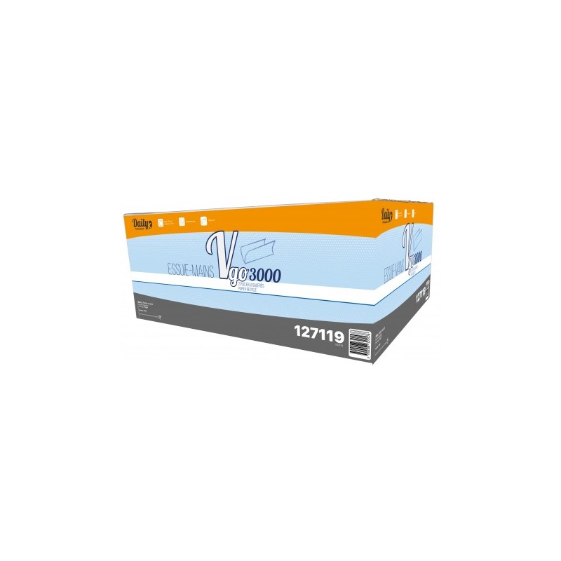 VGO 3000 Essuie-mains V recyclé blanc 22.5x21 - Ct 3000 fts VGO 3000 Essuie-mains V recyclé blanc 22.5x21 - Ct 3000 fts