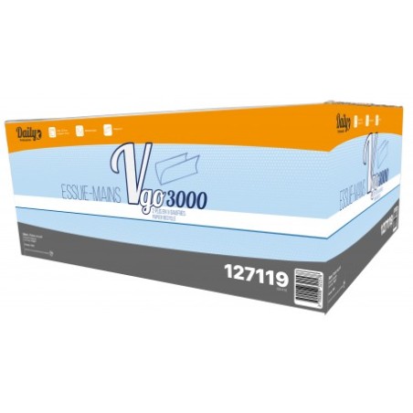 VGO 3000 Essuie-mains V recyclé blanc 22.5x21 - Ct 3000 fts