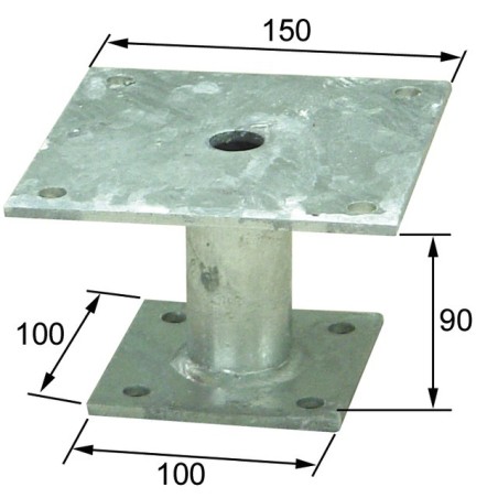 ANCRE PLATINE FIXE H100/150 mm  GALVA A CHAUD