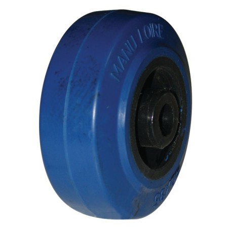 ROUE POLYAMIDE 80X35 MM ALESAGE LISSE 12 MM CAOUTCHOUC BLEU