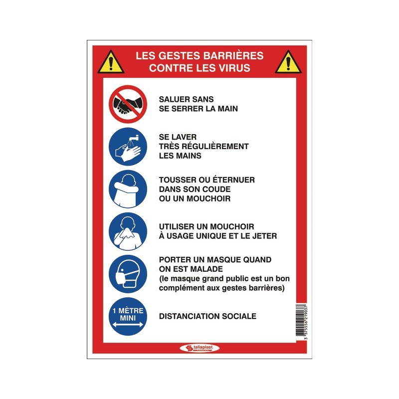 PANNEAU 5 GESTES BARRIERES/ADHESIF 210X297MM PANNEAU 5 GESTES BARRIERES/ADHESIF 210X297MM